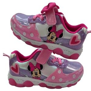 Minnie shoes for girls sneakers with LED light without laces Pink Size 10 (18cm)